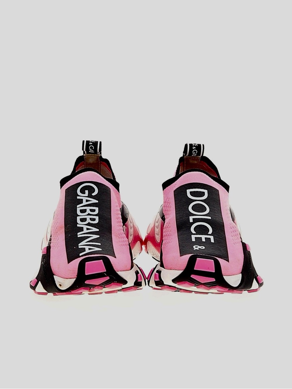 Dolce & Gabbana Pink and Black Logo Slip-On Sneakers